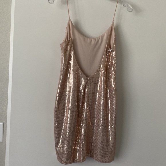 Zara Sequin Spaghetti Strap Low Back Slip Dress Blush Nude S/4 - Picture 5 of 13